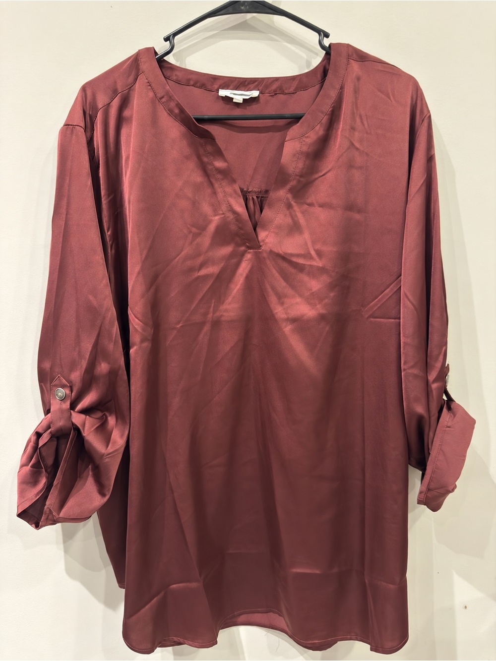 Maurices Burnt Sienna Split V-Neck Blouse